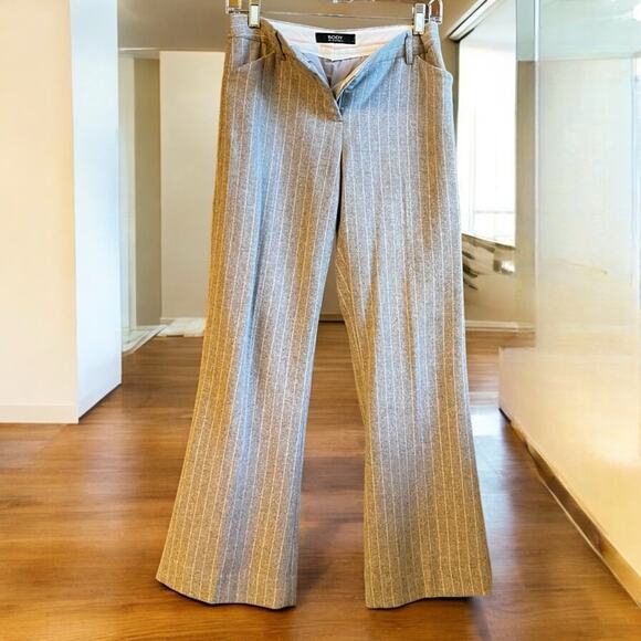 NEW Body By Victoria Wool Pinstripe Career Wide Leg Trousers Gray Pink … NWOT - Picture 4 of 16